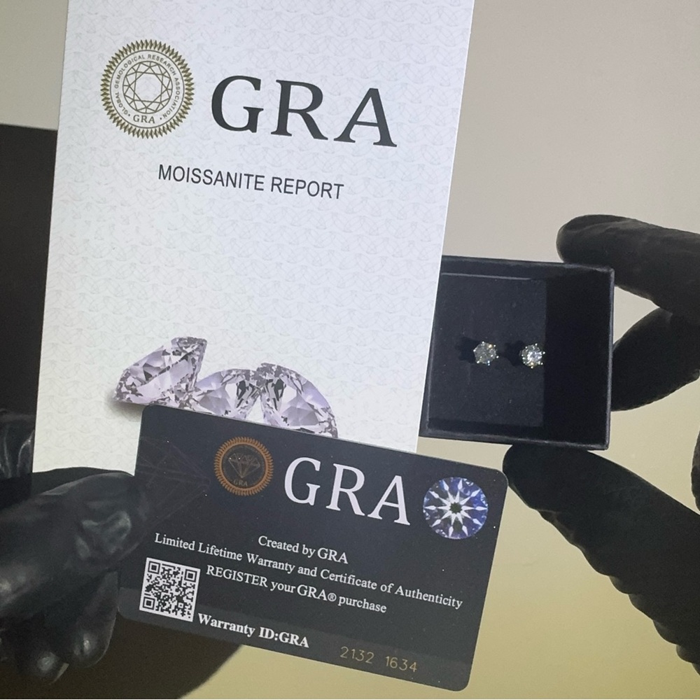 GRA Authentic Moissanite Stud Earrings